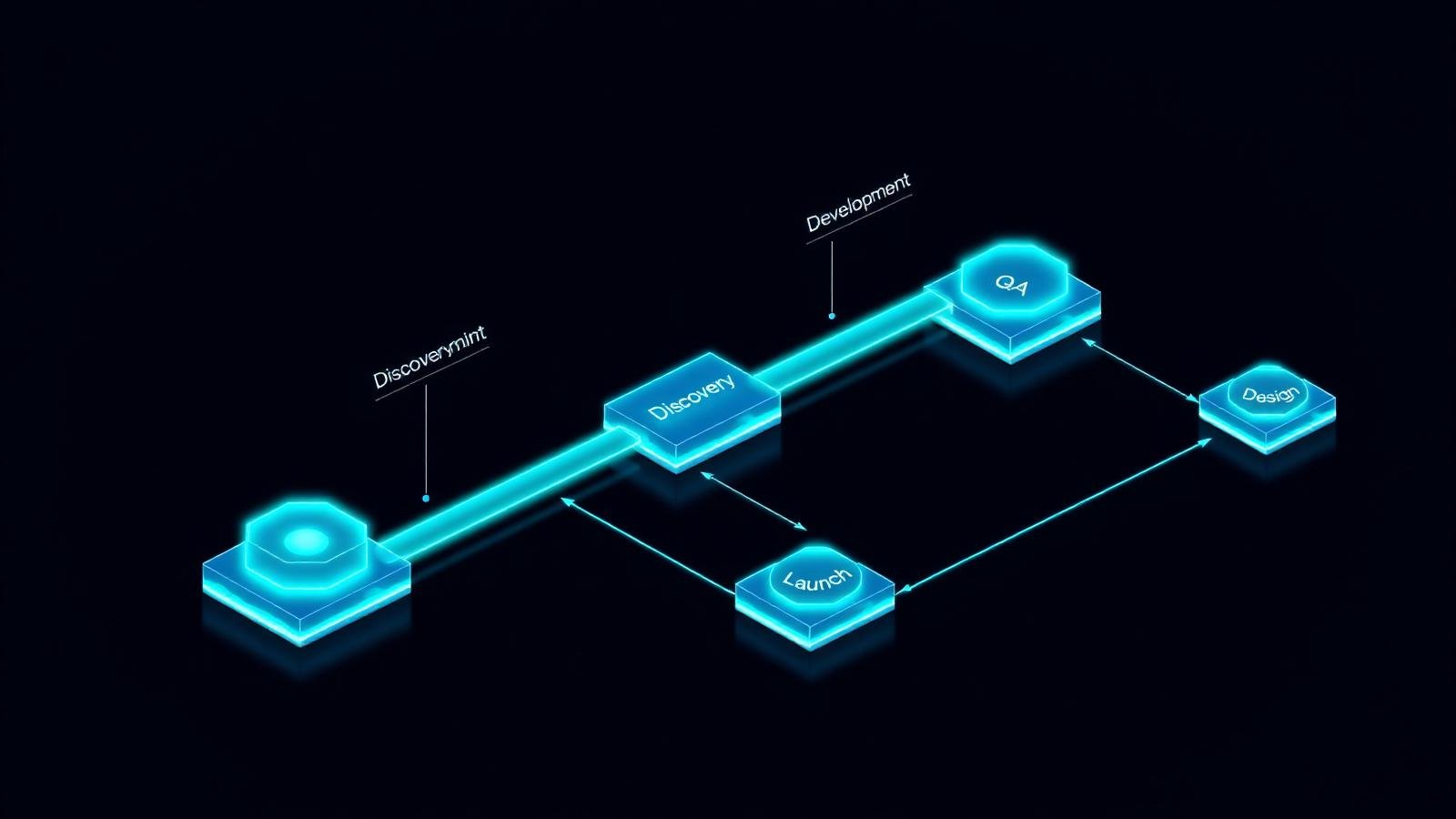 Elitemark delivery pipeline: discovery, design, development, QA, launch